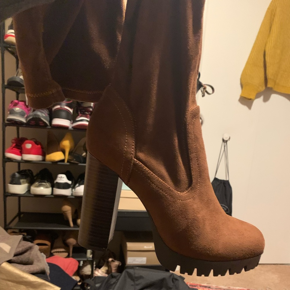 Never worn lug sole over the knee boots!